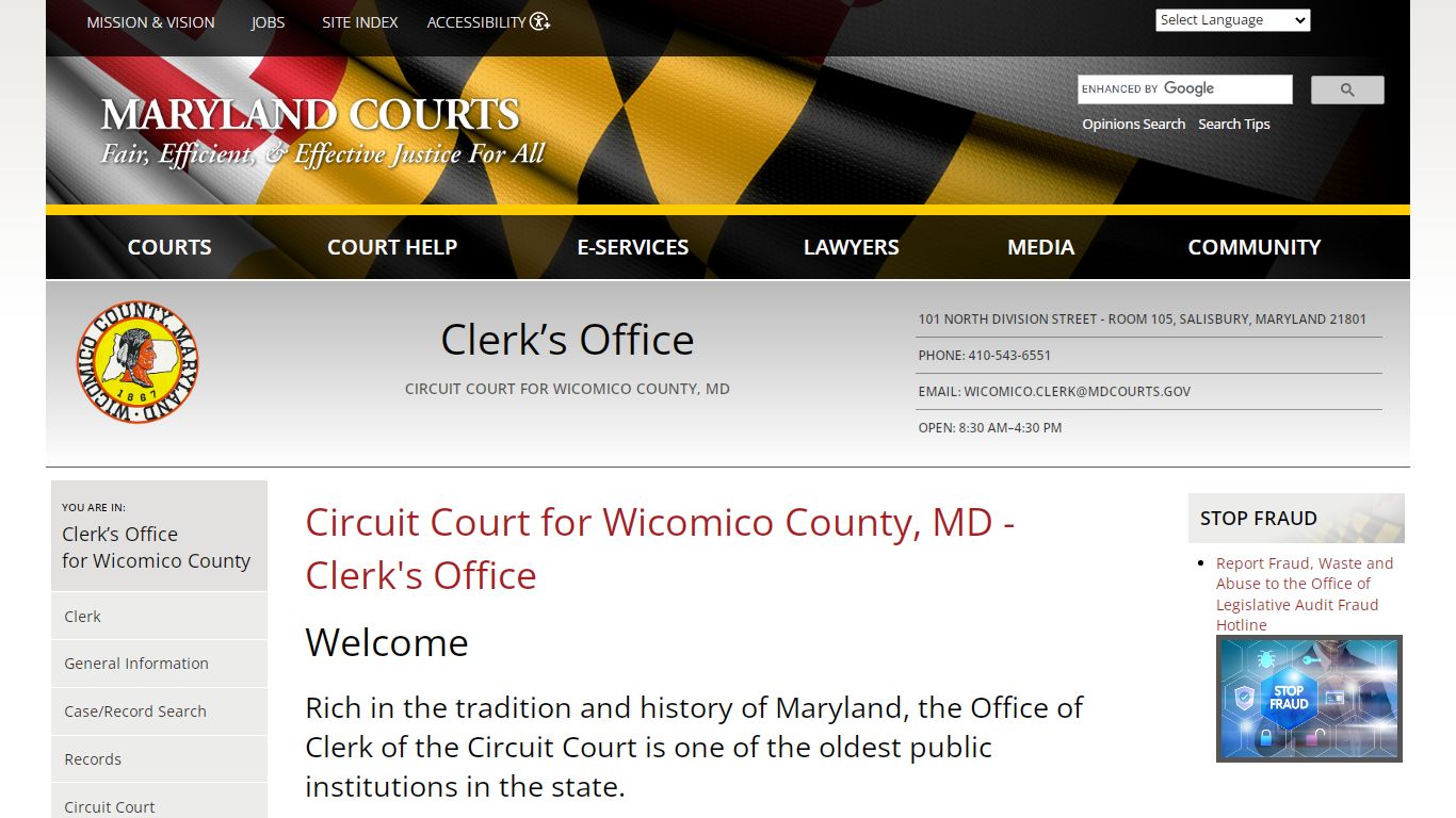 Circuit Court for Wicomico County, MD - Clerk's Office