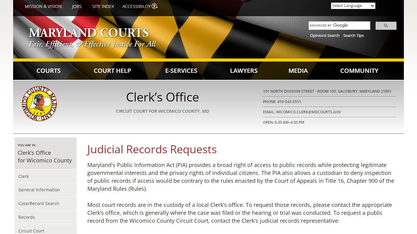 Judicial Records Requests | Maryland Courts