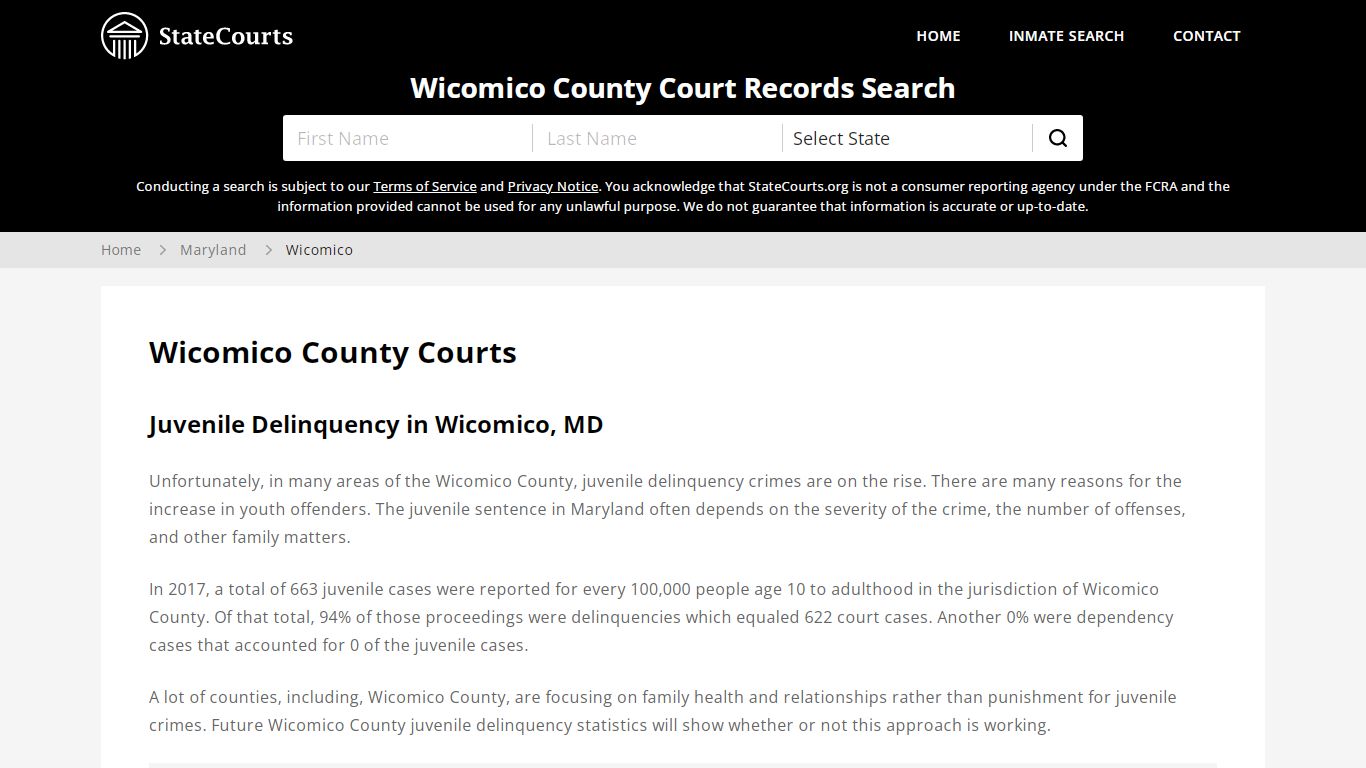 Wicomico County, MD Courts - Records & Cases - StateCourts